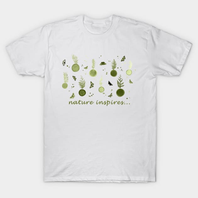 Little Green Trees and Butterflies T-Shirt by cesartorresart